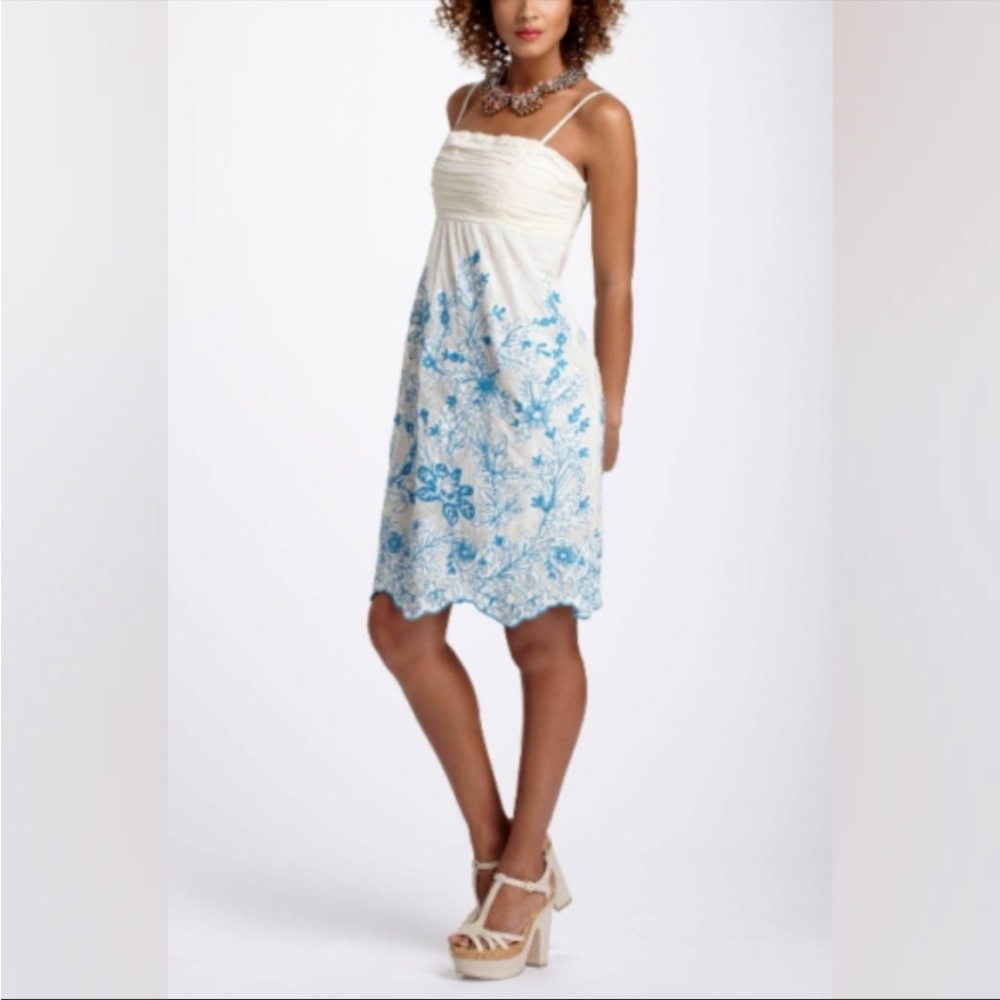 Anthro Vanessa Virginia Stitch Cornflower Dress Xs 0. NWT